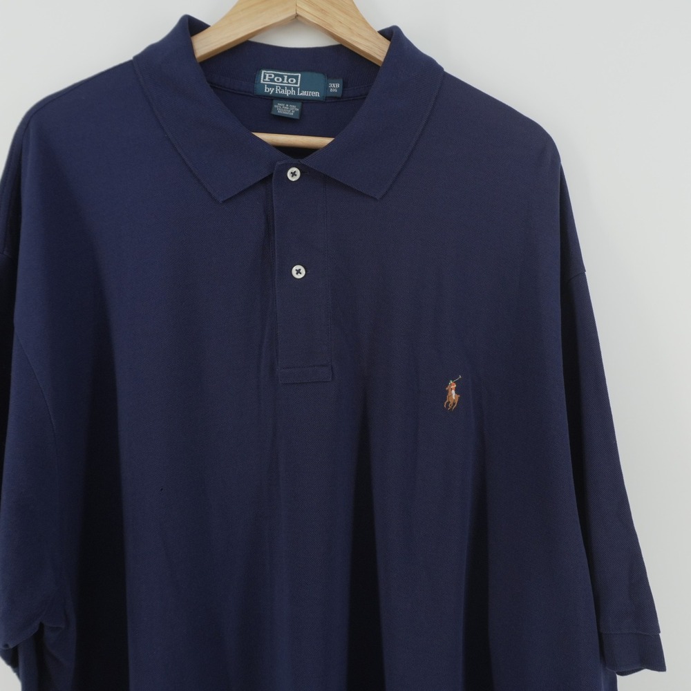 Polo Ralph Lauren Polo Shirt Mens 3XB Navy Blue Pima Cotton Big & Tall Pony Logo